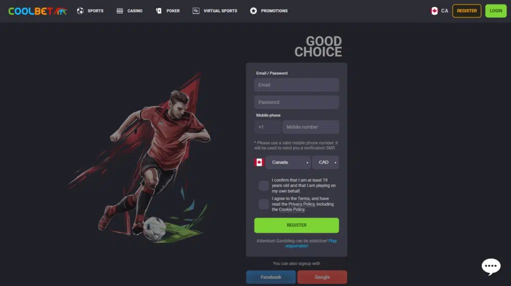 Guide d'Inscription Pas à Pas Pour vous inscrire sur Coolbet Canada