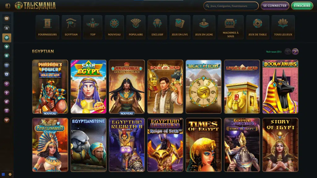 Jeux disponibles sur Talismania Casino
